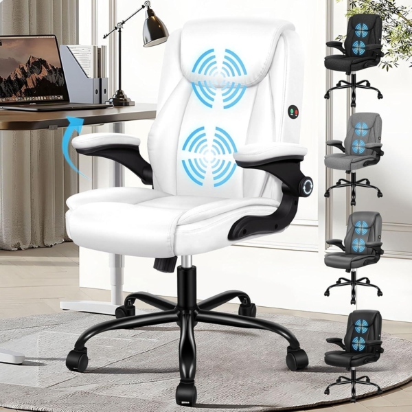 Ergonomischer Massage Bürostuhl Mid Back Weiß 150kg Max. Belastung