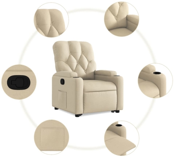 vidaXL Relaxsessel mit Aufstehhilfe Creme Stoff 3204719 Bild 7