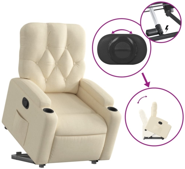 vidaXL Relaxsessel mit Aufstehhilfe Creme Stoff 3204719 Bild 5