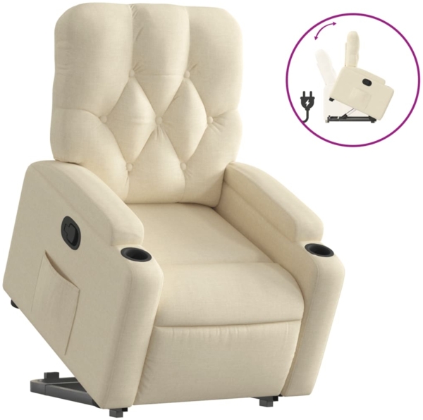 vidaXL Relaxsessel mit Aufstehhilfe Creme Stoff 3204719 Bild 1