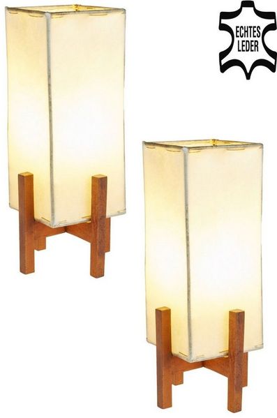 Marrakesch Orient & Mediterran Interior Nachttischlampe 2er SET Janka Natur mit dunkelbraunem Gestell, 2er SET, Handarbeit