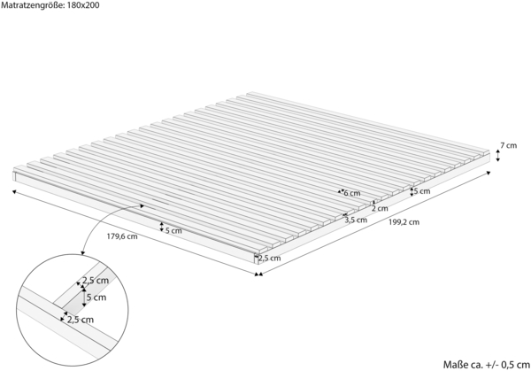 Niederflurbett metallfrei 180x200 Futon metallfreier Lattenrost, Fichte unbehandelt V-60.97-18ohne Zubehör Bild 4