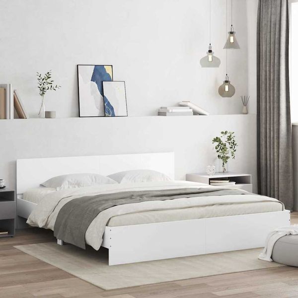 vidaXL Bettrahmen Wandmontage Weiß 193 x 203 cm Holzwerkstoff 3402865
