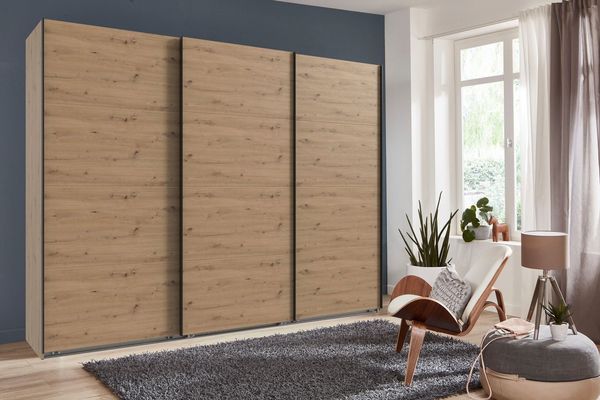Wimex Kleiderschrank Mugano, Made in Germany, Lieferung bis in Deine Etage und Stellort (wähle Deine Ausstattung: Basic oder Premium) 3 Schwebetüren, große Größen, mit oder ohne Spiegel, Metallgriffe