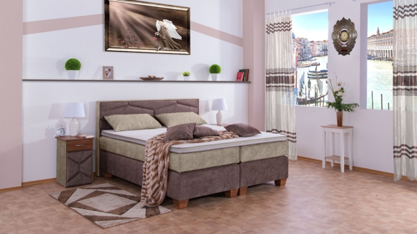 Meisterbetten Boxspringbett Fabi 100x200 in DS-Beige in DS-Sand, Matratzenbezug Nano, Komfortschaum-Topper Bild 4