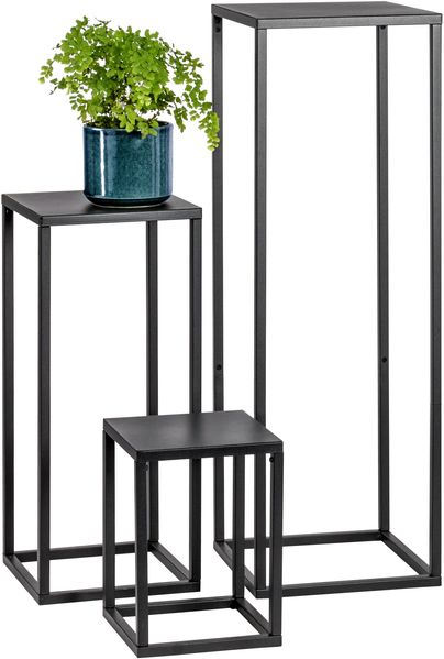 Blumenhocker 3er-Set, Metall-Blumenständer, Blumensäule, aus Metall in schwarz