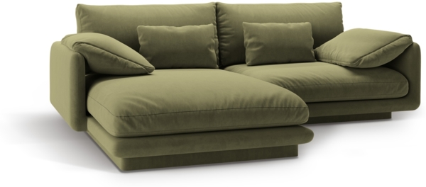 Micadoni Ecksofa Torino 3-Sitzer Links Samt Hellgrün Bild 4