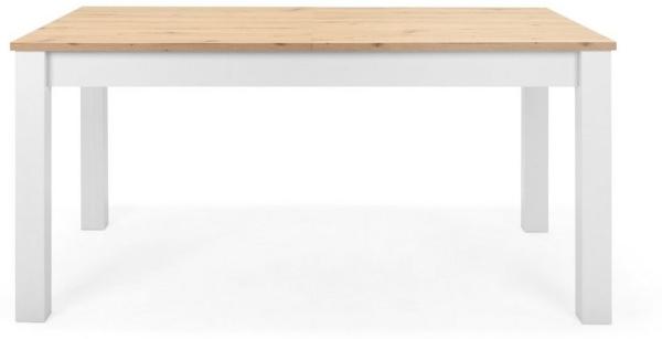 Newroom Esstisch Eireen, ausziehbar 160-215 cm inkl. Tischplatte Weiß Wildeiche Vintage