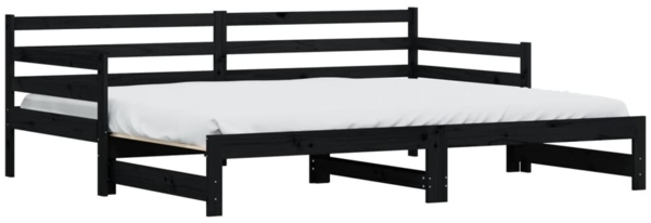 vidaXL Tagesbett Ausziehbar Schwarz 90x200 cm Massivholz Kiefer 836149