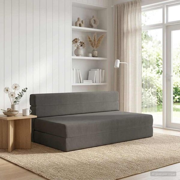 vidaXL Klappsofa Bett Dunkelgrau 152 x 86,5 x 60 cm Stoff 900132