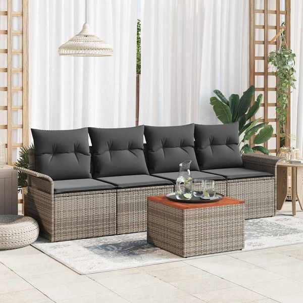 vidaXL Gartensofa-set mit Speicher 5 pcs Grau Poly-Rattan 3355927