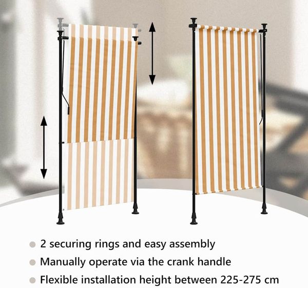 vidaXL Außenrollo Orange und Weiß 120x270 cm Stoff und Stahl 368769 Bild 11