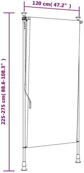 vidaXL Außenrollo Orange und Weiß 120x270 cm Stoff und Stahl 368769 Bild 9