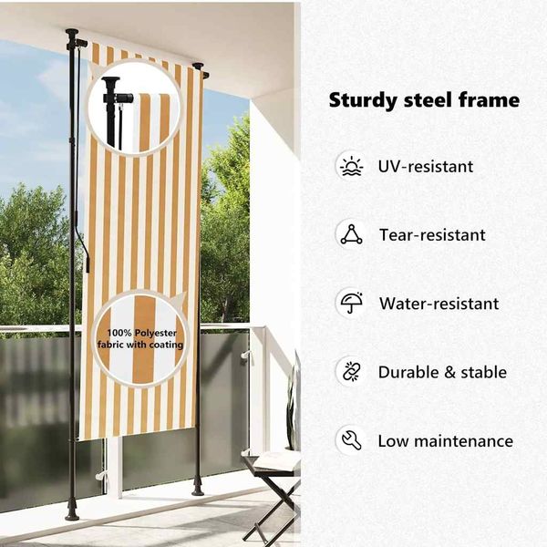 vidaXL Außenrollo Orange und Weiß 120x270 cm Stoff und Stahl 368769 Bild 10