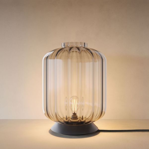 s.luce Velo Glas-Tischleuchte mit Schalter Klar, Schwarz Ø 25cm