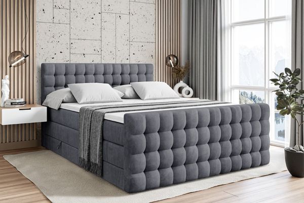 ALTDECOR Boxspringbett VIONE-Z KING (mit Matratze und Lattenrost Topper Polsterbett mit Bettkasten Boxbett), H4 Multipocket, H3 Bonellfederung, Doppelbett Springboxbett