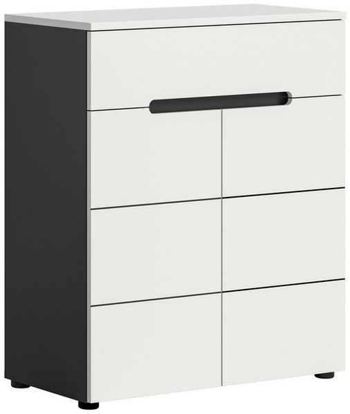 furnling Schuhkommode Schuhschrank Cano, mit 2 Türen, 4 Fächer, 1 Schublade, grau/weiß, Schuhregal, Flurmöbel