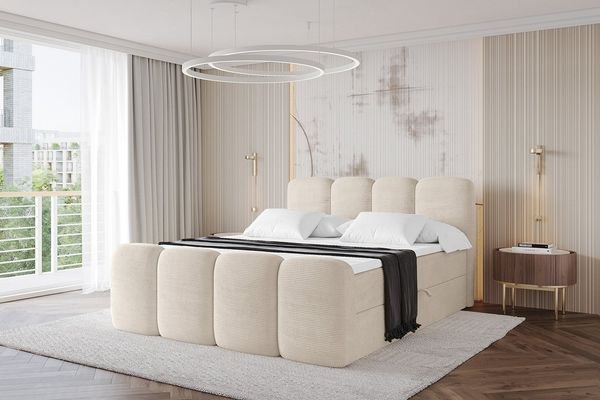 ALTDECOR Boxbett NINA-Z (Multipocket-Matratze H4, H3 Matratze Bonellfederung, Topper, Kopfteil), Doppelbett mit Fußteil
