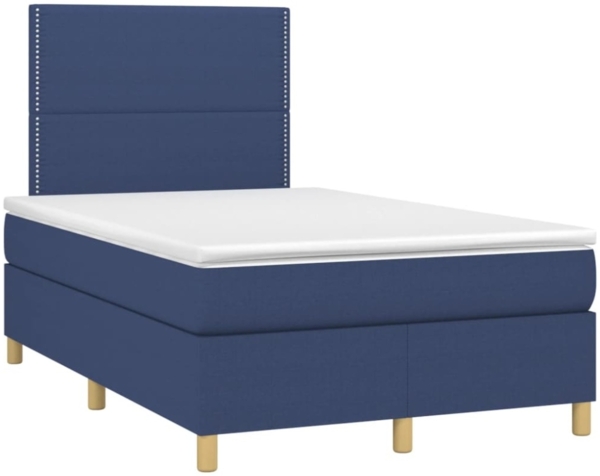 vidaXL Boxspringbett mit Matratze & LED Blau 120x200 cm Stoff, Härtegrad: H2 [3135347] Bild 7