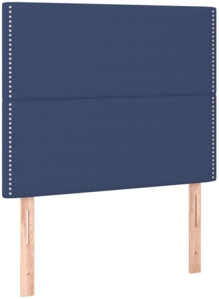 vidaXL Boxspringbett mit Matratze & LED Blau 120x200 cm Stoff, Härtegrad: H2 [3135347] Bild 4