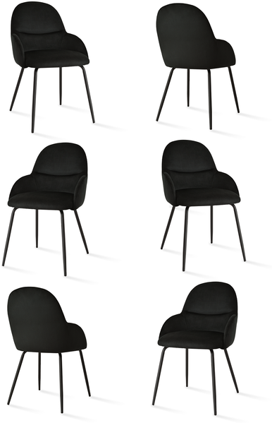 GOEURVANT 1438 Esszimmerstühle 6er-Set, Samt - Schwarz