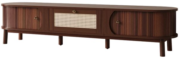 TV-Schrank 170 x 38 x 39,5 cm aus Spanplatte mit Rattan-Schubladen & Türen in Holzoptik Bild 7