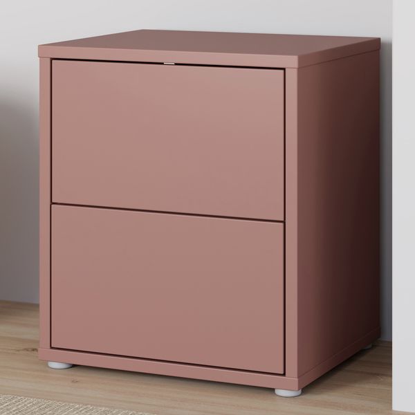 Forte ALICE SPRINGS Nachtkommode 50, Schrank mit 2 Schubladen, Nachtschrank modern, Schlafzimmer, Holzwerkstoff, Terrakotta, 49,8 cm breit x 57,5 cm hoch x 41,5 cm tief