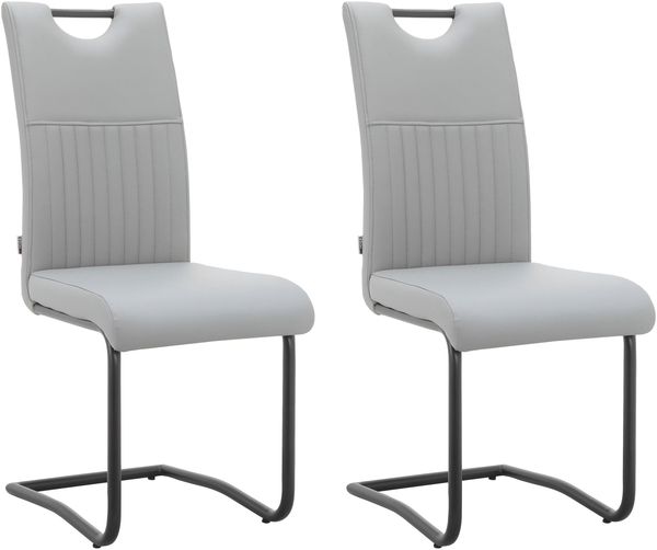 Esszimmerstuhl >Dreng< (2er-Set) in Grau, PU - 43x103x58cm (BxHxT)