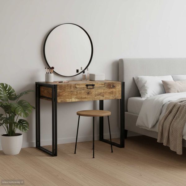 Schlafzimmer-Frisiertische, Schminktisch mit Speicher Braun Massivholz Mango