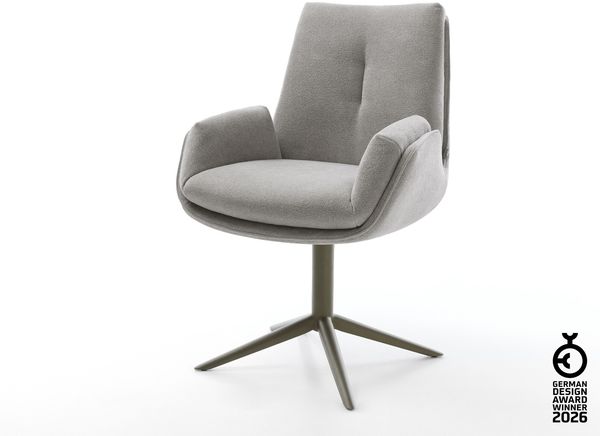 Drehstuhl Clea-Flex Strukturstoff Soft Grau Fußkreuz Effektfinish Titan 360° drehbar Wippfunktion