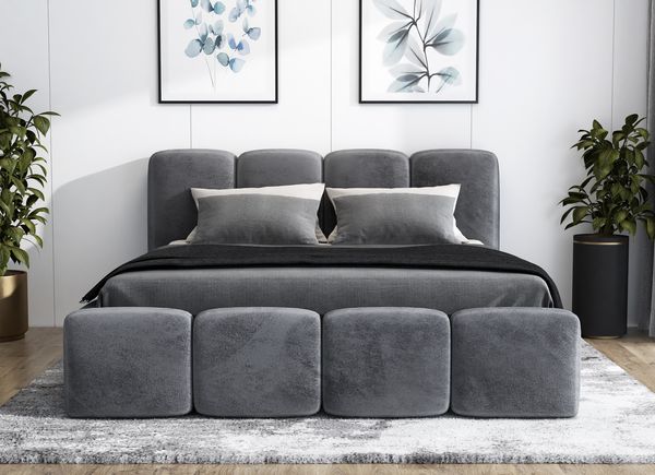 Polsterbett DONA 160x200 mit Matratze, Bettkasten und Lattenrost. Farbe: Anthracite 18