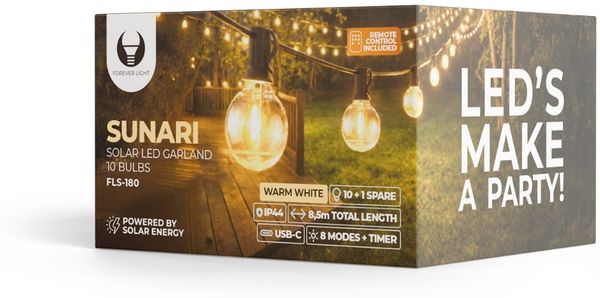 Forever Light FLS-180 Solar LED Lichterkette 8,5m RC