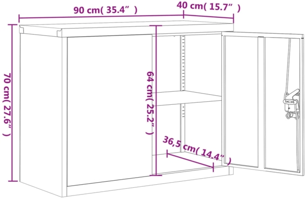vidaXL Aktenschrank Hellgrau und Blau 90x40x70 cm Stahl 339726 Bild 10