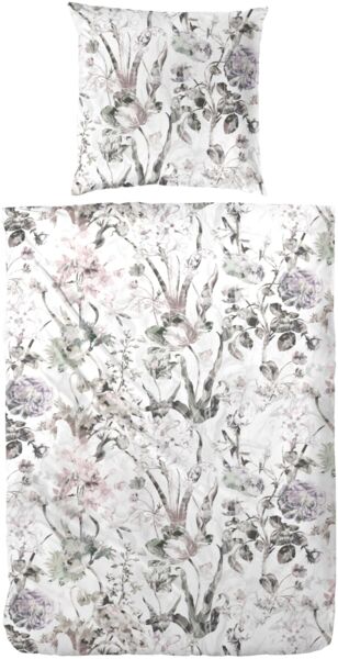 Primera Mako-Satin Bettwäsche 155x220 Blumenmeer flieder beige 243221-88