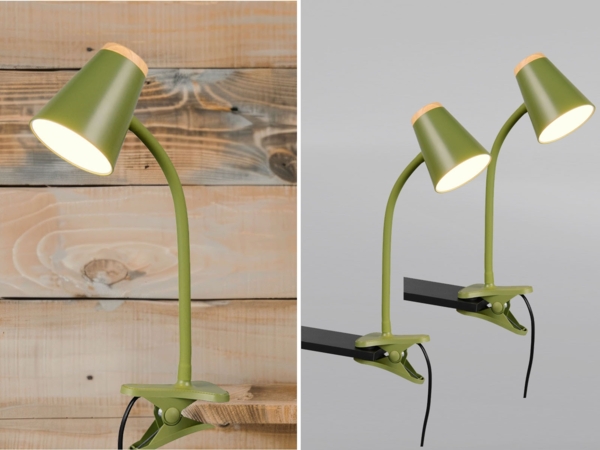 2er SET LED Klemmleuchten Grün flexibel biegsam, Höhe 33cm