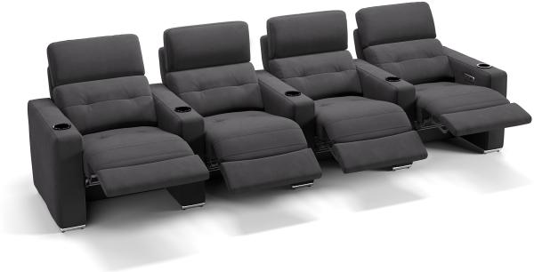 Sofanella 4-Sitzer BARI Stoffsofa Heimkinosofa Kinosessel in Schwarz