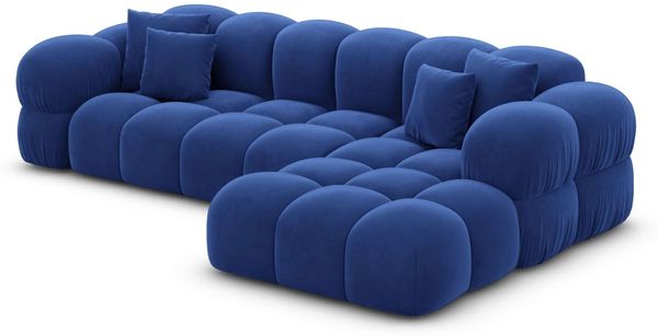 Samtstoff Ecksofa Monteverde L Form - Samtstoff - dunkelblau - Rechts