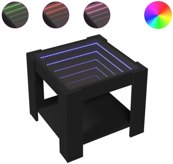 vidaXL LED-Couchtisch Schwarz 53x53x45 cm Holzwerkstoff 847540