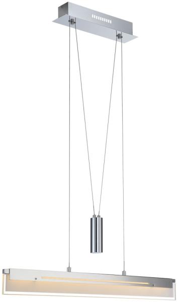 LED Hängeleuchte, Höhenverstellbar, chrom, Glas, L 80 cm