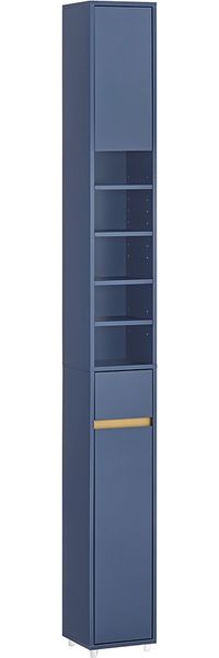 SoBuy BZR34 Badezimmer-Hochschrank, MDF, Lackiert, Dunkelblau, 20 x 180 x 20 cm
