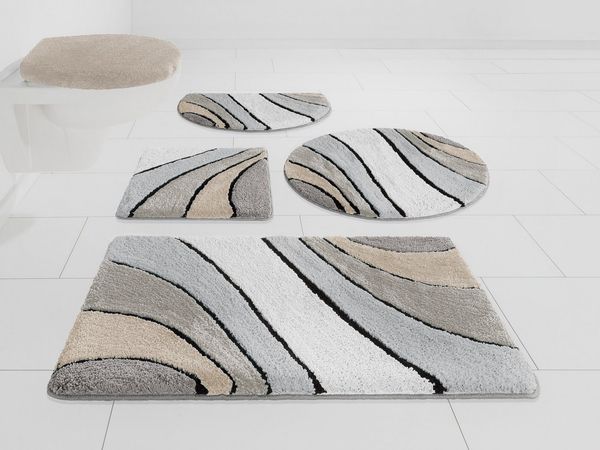 OTTO home Badematte Josie, Badvorleger, Badezimmer Teppich, Höhe 20 mm, rutschhemmend beschichtet, schnell trocknend, strapazierfähig, fußbodenheizungsgeeignet, Polyester, halbrund, Badteppich, Badematten, rechteckig, rund & als 3-tlg. Set erhältlich