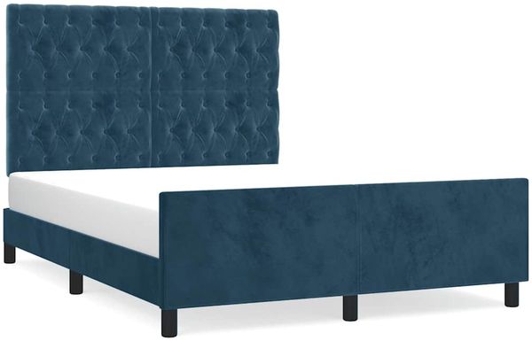 Doppelbett, Bettgestell Modernen ohne Matratze Dunkelblau 140x200 cm Samt d2055e