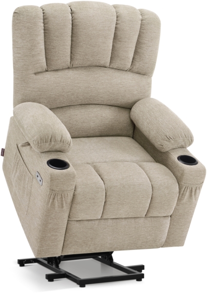 M MCombo Fernsehsessel mit Aufstehhilfe Elektrisch, 7102 (Stoff, Beige)