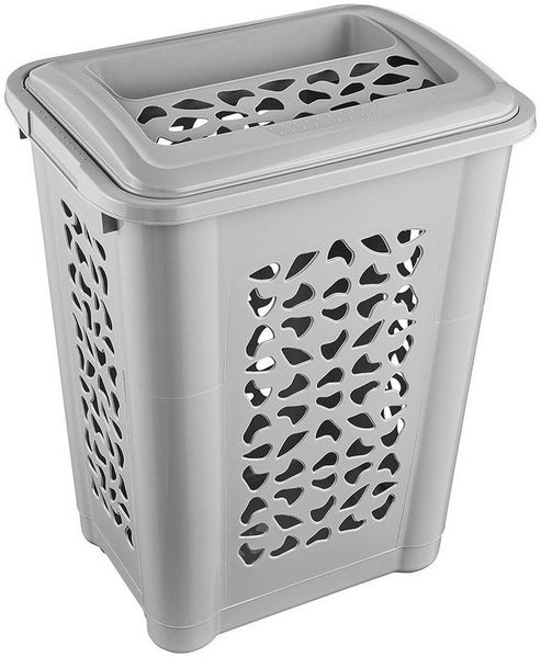 keeeper Wäschebox mit Einwurfschlitz und aufklappbarem Deckel, Luftdurchlässig, 60 l, Per, Nordic Grey