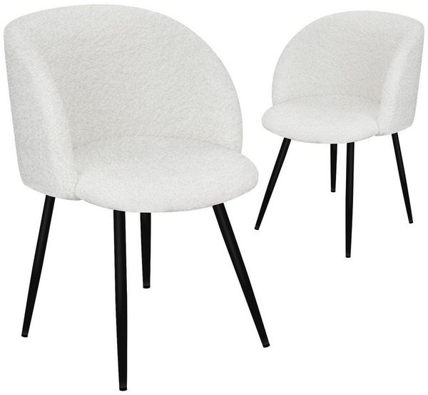 HOMELUX Polsterstuhl Esszimmerstuhl 2/4 Set, Küchenstuhl mit Armlehnen & Metallbeine (Sessel modern für Wohnzimmer, Esszimmer, Schminktisch, 2 St), Teddy Stoff
