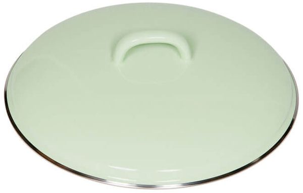 Riess Deckel Emaille Pastell Nilgrün Grün mit Chromrand 22cm