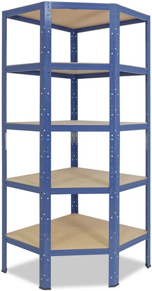 shelfplaza HOME 180x90x60 cm Eckregal in blau mit 5 Böden und 175 kg Traglast pro Boden
