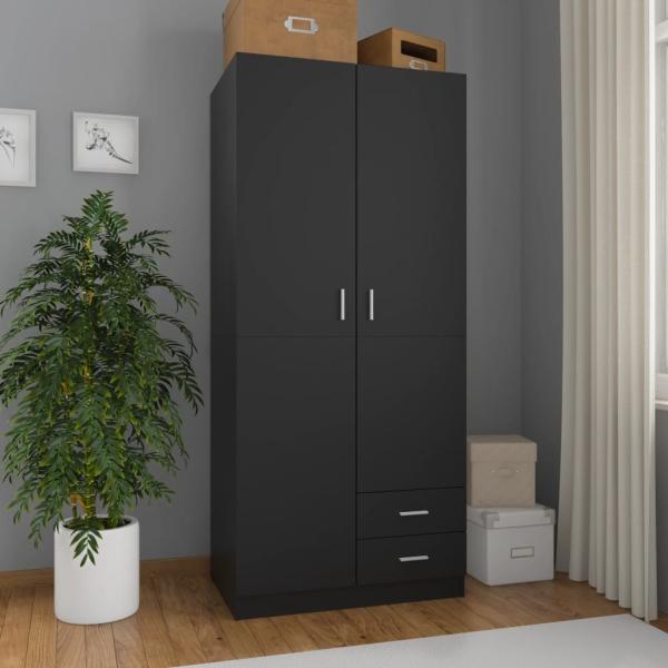 vidaXL Kleiderschrank Schwarz 80 x 52 x 180 cm Holzwerkstoff 800640