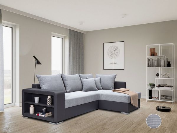 COLLECTION AB Ecksofa John L-Form, Regalarmlehne,Bettfunktion,Bettkasten,Ottomane beiseitig montierbar