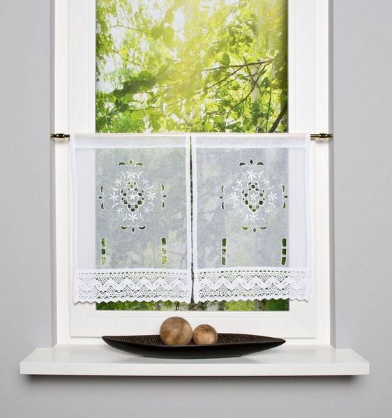 HOME WOHNIDEEN Scheibengardine ALEGRA (2 St), Stangendurchzug, halbtransparent